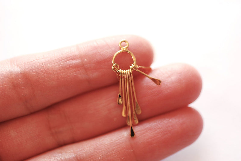 Paddle Wire Tassel Charm - 925 Sterling Silver or Vermeil 18k Gold tassel Charms tassel for earrings DIY Jewelry Making Sunburst Tassel - HarperCrown