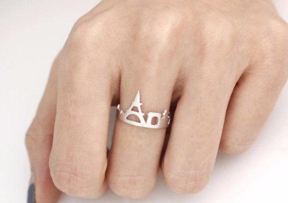 Paris Cityscape Adjustable Ring- Paris France Skyline Ring- Choose Sterling Silver, Rose Gold or Shiny Gold, 22k gold plated over 925 Silver - HarperCrown