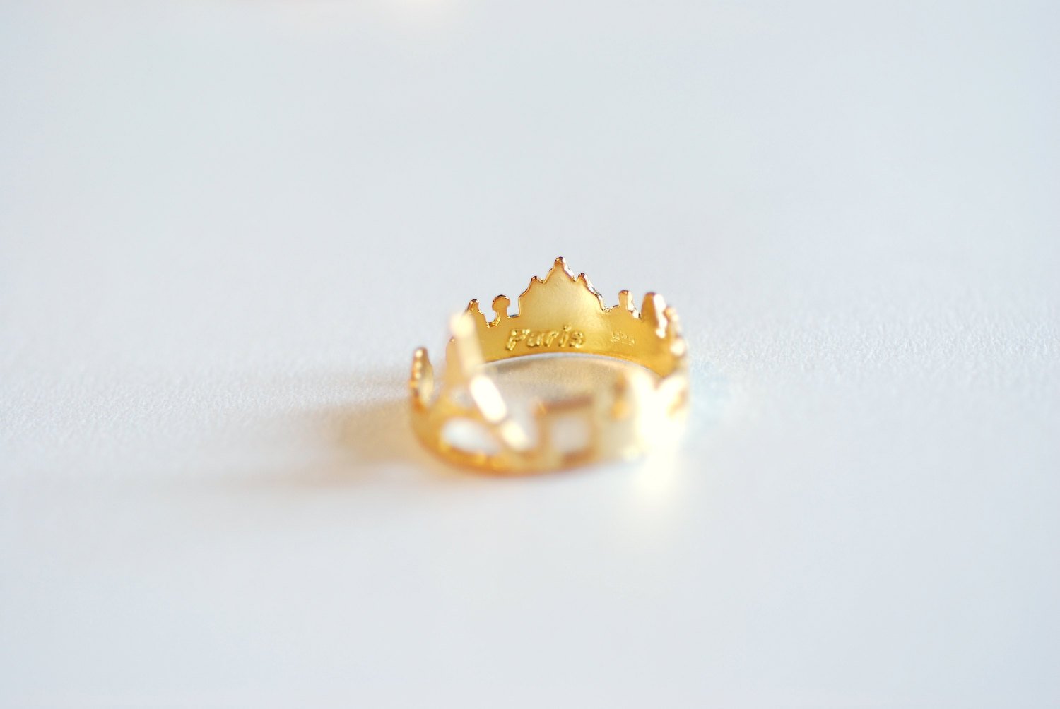 Paris Cityscape Adjustable Ring- Paris France Skyline Ring- Choose Sterling Silver, Rose Gold or Shiny Gold, 22k gold plated over 925 Silver - HarperCrown