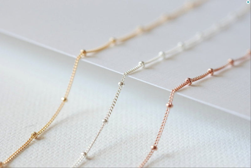 Pay by Foot 14K Gold Filled, 14k Rose Gold Filled or Sterling Silver Satellite Curb Ball Beaded Chain, Wholesale Satellite Gold Filled Chain - HarperCrown