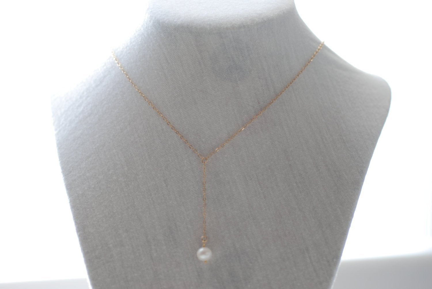 Pearl Lariat Necklace, pearl rosary, pearl pendant, fresh water pearl,Pearl Necklace,Pearl Rosary Necklace,Pearl Pendant,Dainty Pearl - HarperCrown