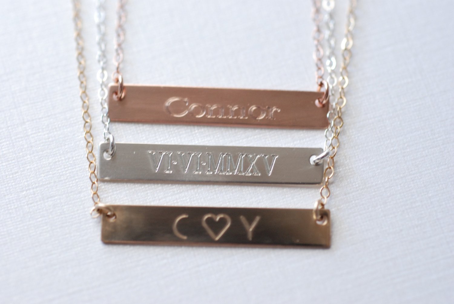 Personalized Gold Bar Necklace / Gold Filled Name Plate Necklace / Delicate Layering Custom Gold Bar Necklace / Hand Stamped - HarperCrown