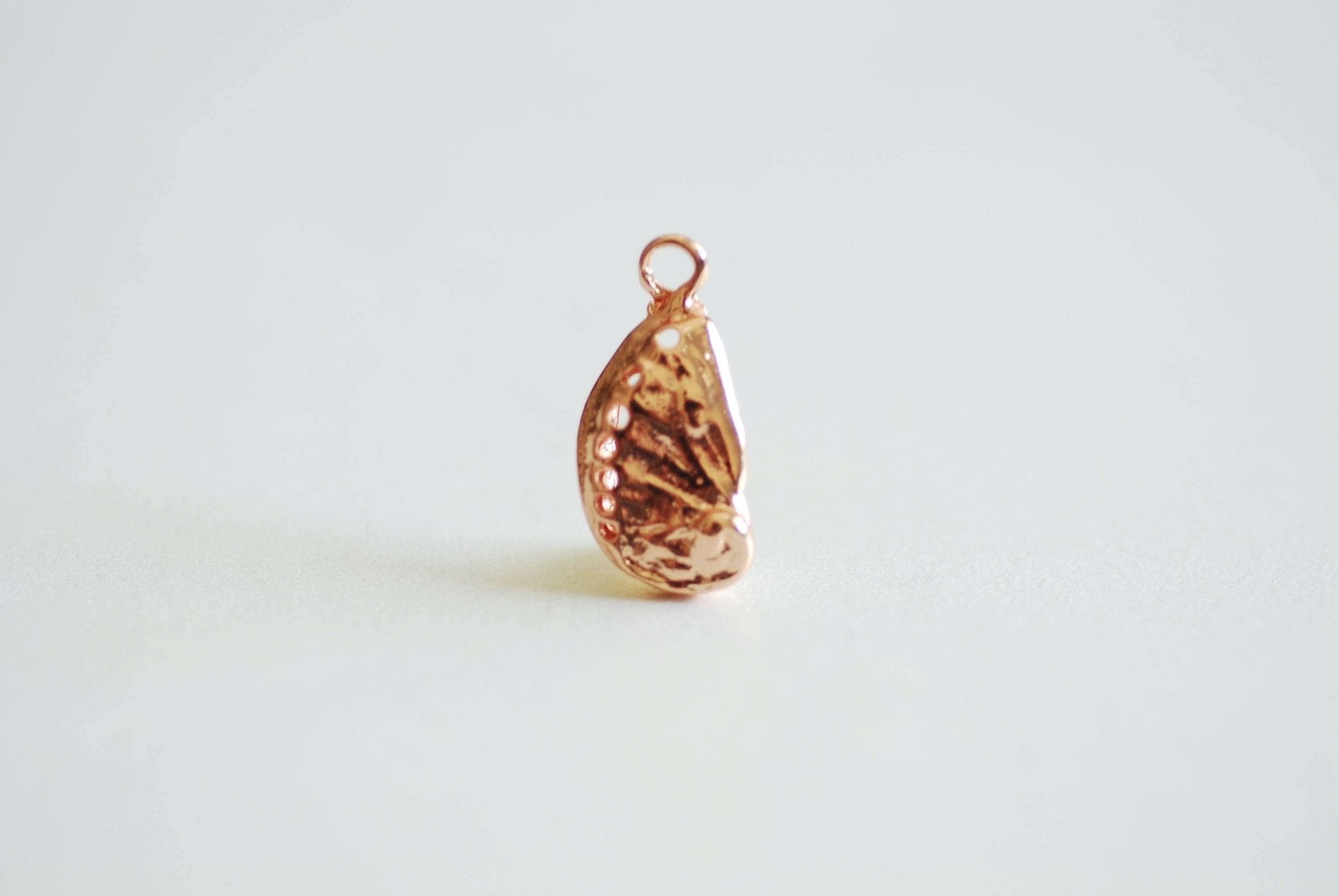 Pink Rose Gold Abalone Shell Charm- Vermeil, cowrie shell, nautical sea shell, oyster shell, seashell charm, beach ocean, shell charm, 372 - HarperCrown