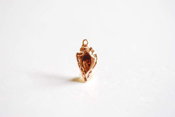 Pink Rose Gold Arrowhead Charm- 22k gold over 925 sterling silver arrow charm, vermeil gold arrow charm, arrow, silver arrow, arrowhead, 80 - HarperCrown
