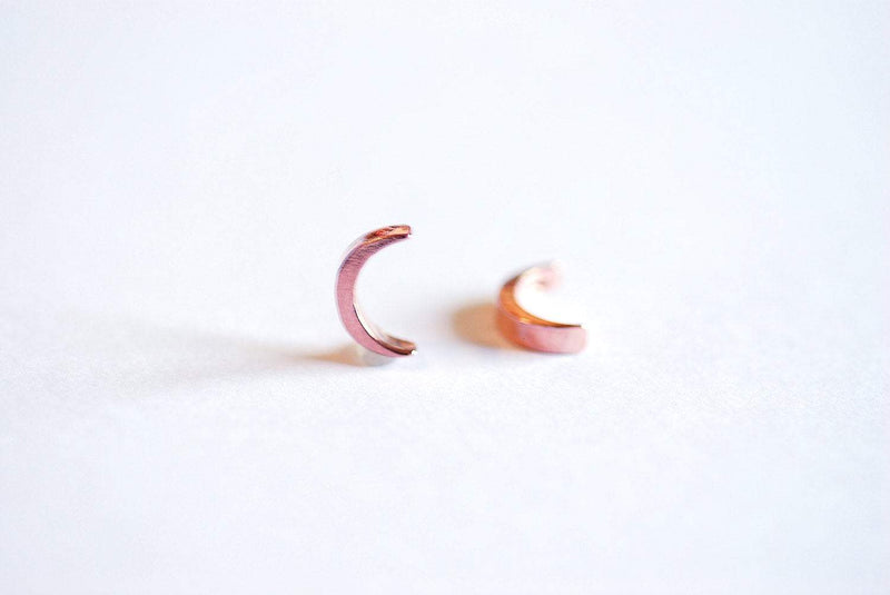Pink Rose Gold Crescent Moon Beads-22k gold over Sterling Silver Vermeil Gold Moon Beads, Gold Half Moon Charm Pendant, Rose Gold Moon, 268 - HarperCrown