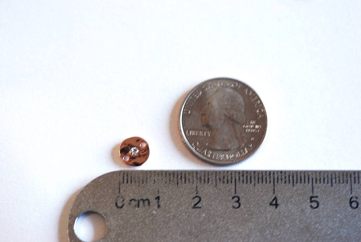 Pink Rose Gold CZ Circle Connector- Vermeil Rose Gold Round Circle Charm, Hammered Round Circle Connector Link, Cubic Zirconia Round Charm - HarperCrown