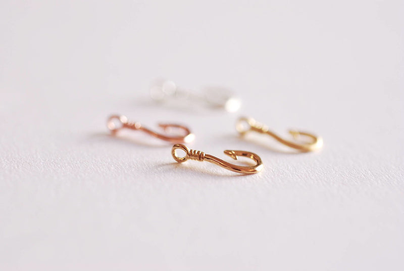 Pink Rose Gold Fish Hook Charm Pendant- 22k Rose Gold plated Sterling Silver, Fishing Hook, Nautical Charm, Fish Hook Connector, Anchor, 363 - HarperCrown