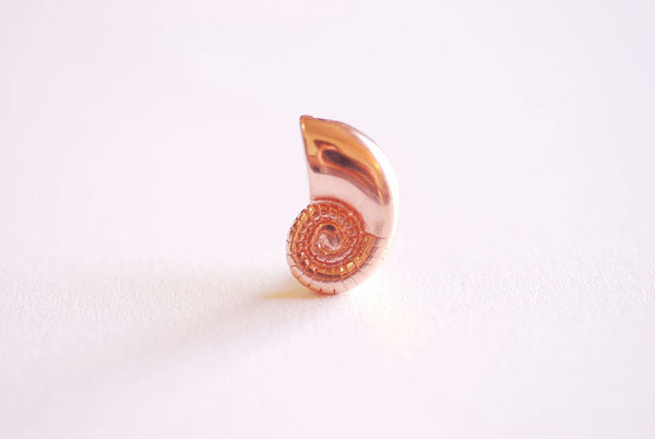 Pink Rose Gold Sea Snail Swirl Shell Charm Pendant- Vermeil 22k Rose Gold Plated Ocean Beach Conch Seashell Charm, Crab Shell, Nautilus, 358 - HarperCrown