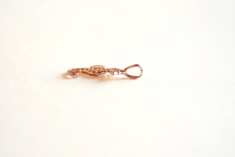 Pink Rose Gold Seahorse- 22k gold over sterling silver Seahorse Charm, Vermeil Rose Gold Sea life Charm, Gold Seahorse creature charm, 141 - HarperCrown