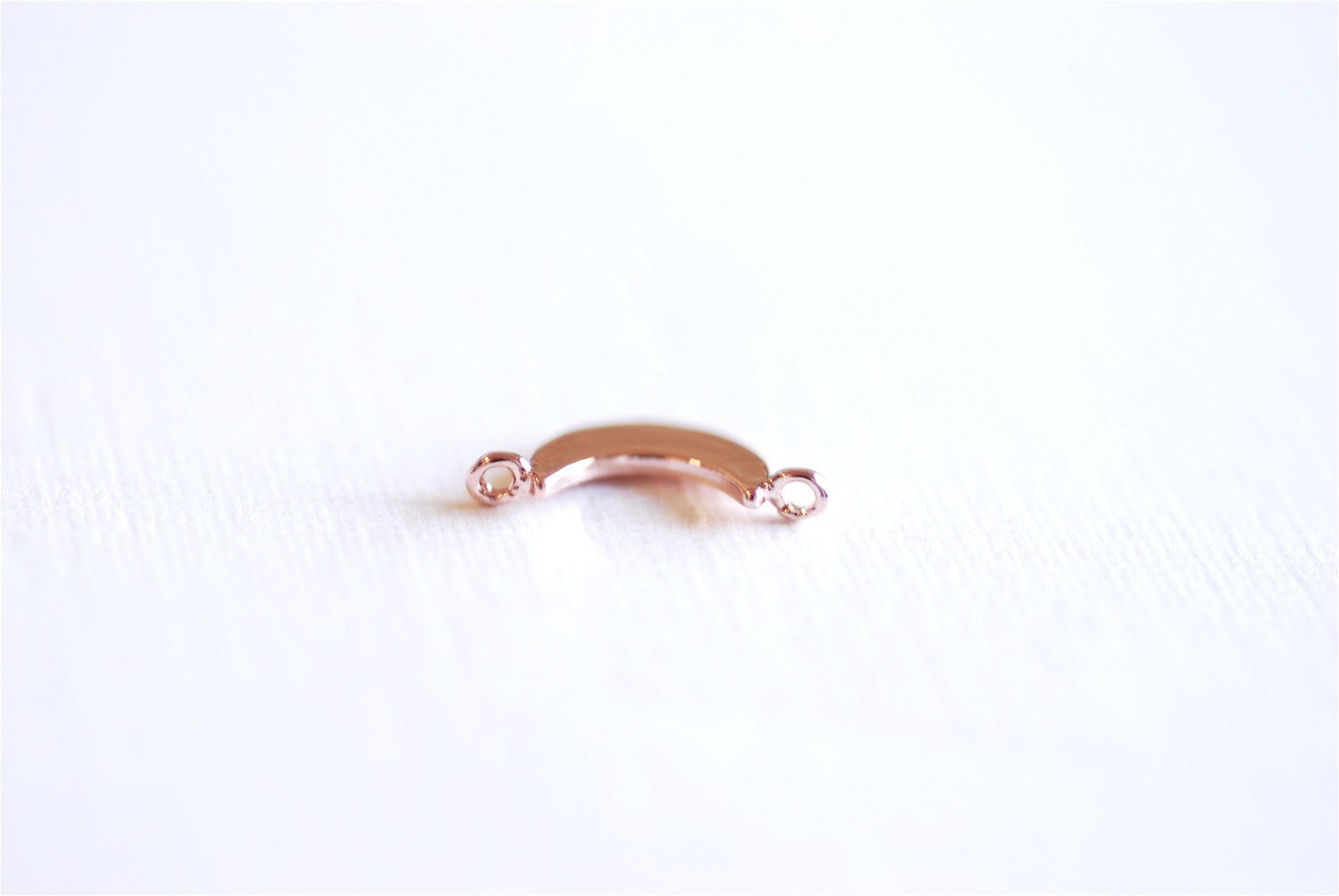 Pink Rose Gold Vermeil Crescent Moon Connector Charm- 22k gold plated Half Moon Connector, Spacer, Link, Sliced Moon, Moon Connector, 267 - HarperCrown