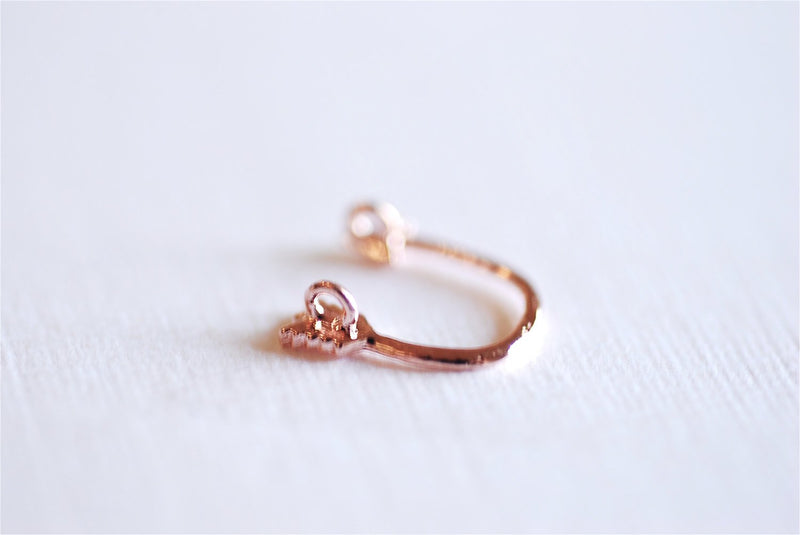 Pink Rose Gold Vermeil Curved Arrow Connector Charm- 18k gold over Sterling Silver Arrow Connector Charm Link, Thin Bent Arrow Connector,288 - HarperCrown