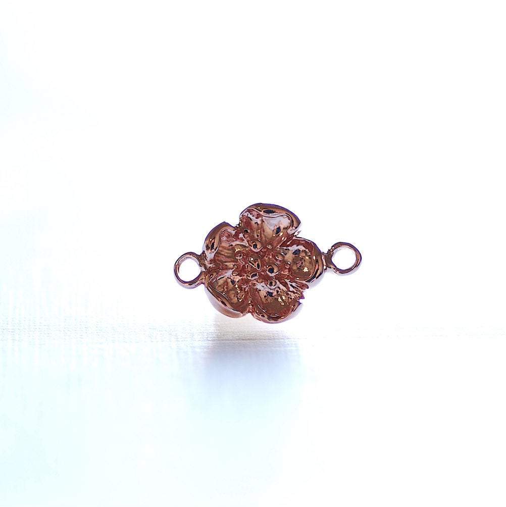 Pink Rose Gold Vermeil Hawaiian Plumeria Flower Connector- 18k gold over sterling silver, Gold Flower Connector, Daisy, Calla Lilly, 118 - HarperCrown