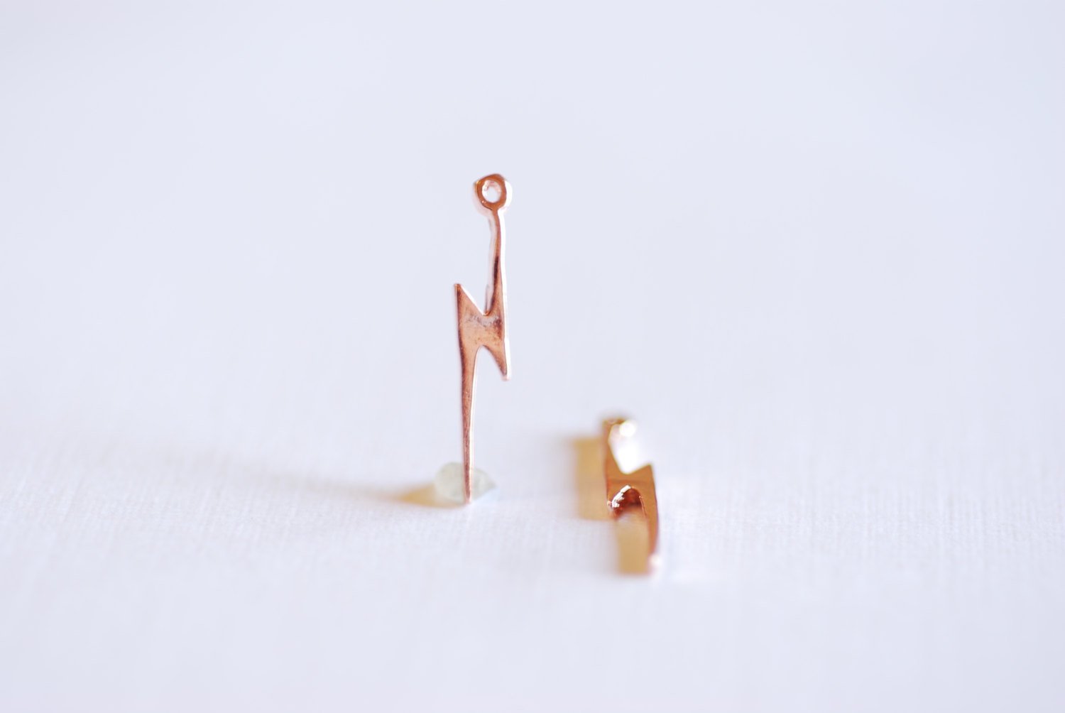 Pink Rose Gold Vermeil lightning bolt Charm- 18k gold plated over Sterling Silver, Gold Thunder Bolt, Bolt of Lightening, N Initial, 286 - HarperCrown