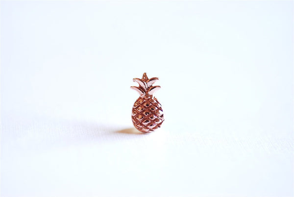 Pink Rose Gold Vermeil Pineapple Charm Pendant- 18k gold over Sterling Silver Pineapple, Hawaiian Pineapple Pendant, Pine cone Charm, 284 - HarperCrown
