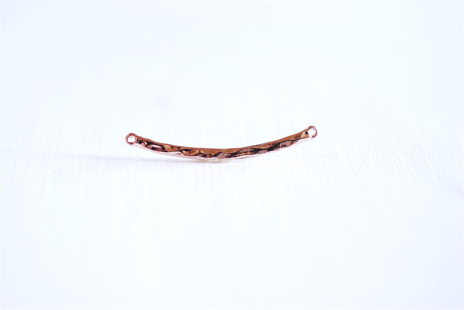 Pink Rose Gold Vermeil Thin Hammered Bar Connector Charm- 18k gold over Sterling Silver Bar Curved Hammered Bar Connector Link Spacer, 293 - HarperCrown
