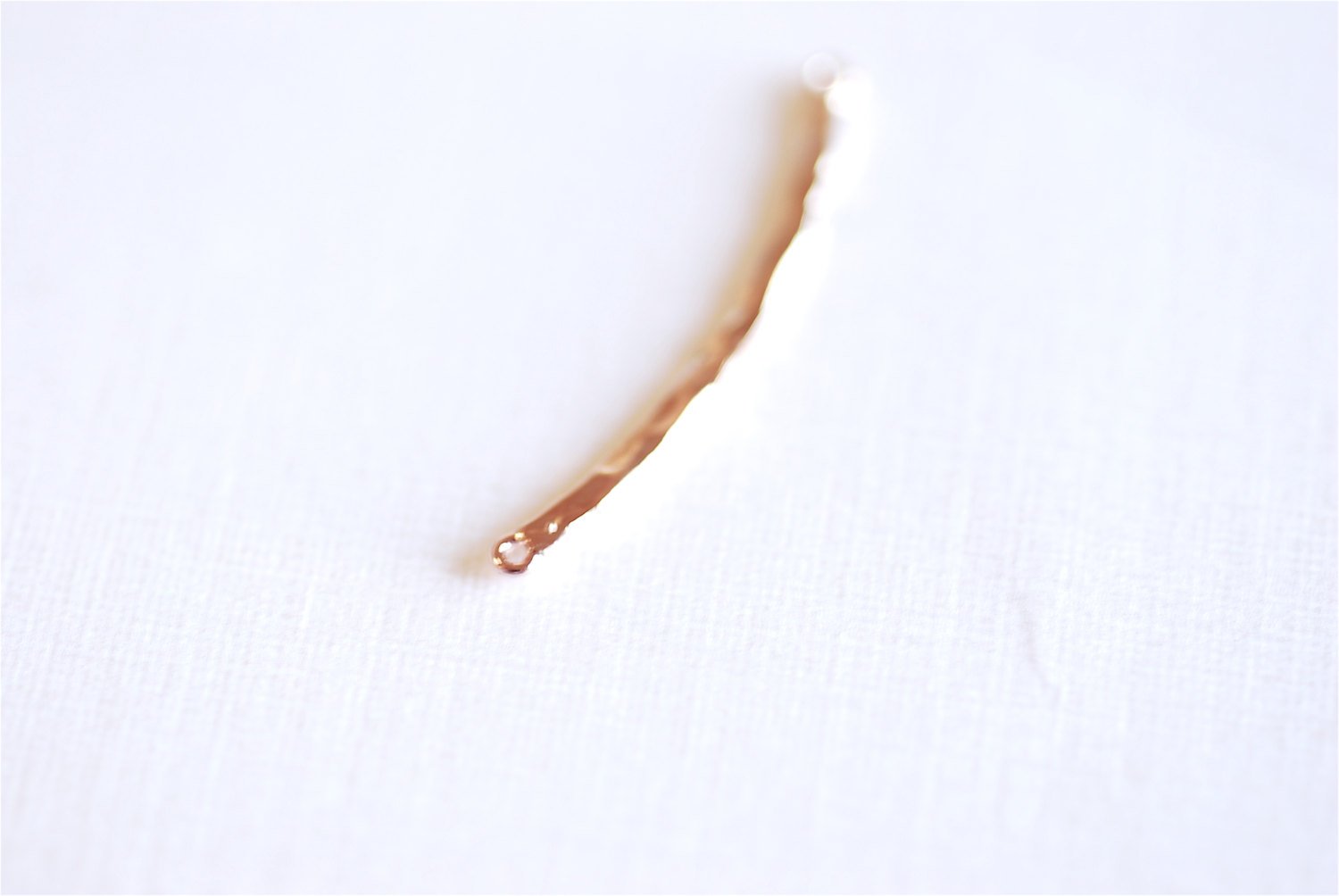 Pink Rose Gold Vermeil Thin Hammered Bar Connector Charm- 18k gold over Sterling Silver Bar Curved Hammered Bar Connector Link Spacer, 293 - HarperCrown