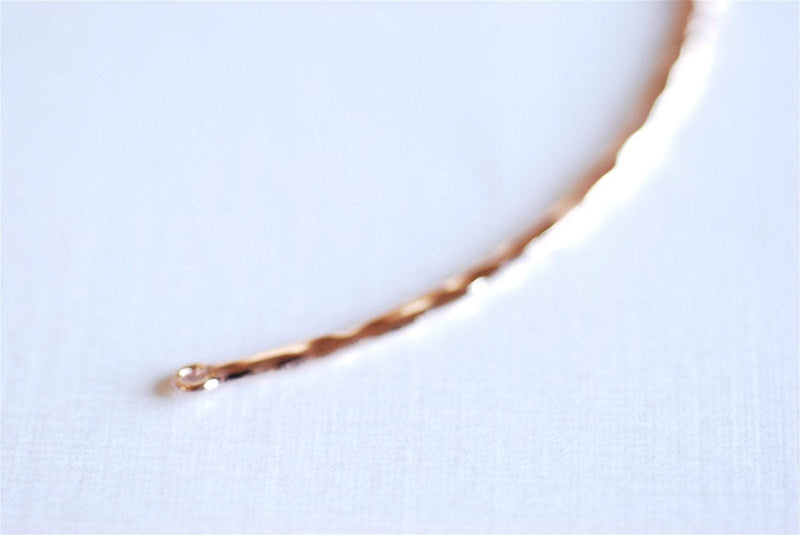 Pink Rose Gold Vermeil Thin Hammered Bar Connector Charm- 18k gold over Sterling Silver Curved Hammered Bar Connector Link Spacer, 295 - HarperCrown