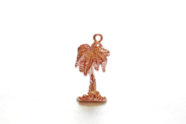 Pink Rose Gold Vermeil Tropical Palm Tree Charm Pendant- 18k gold plated over Sterling Silver, Gold Coconut Tree, Gold Pine Tree Charm, 237 - HarperCrown