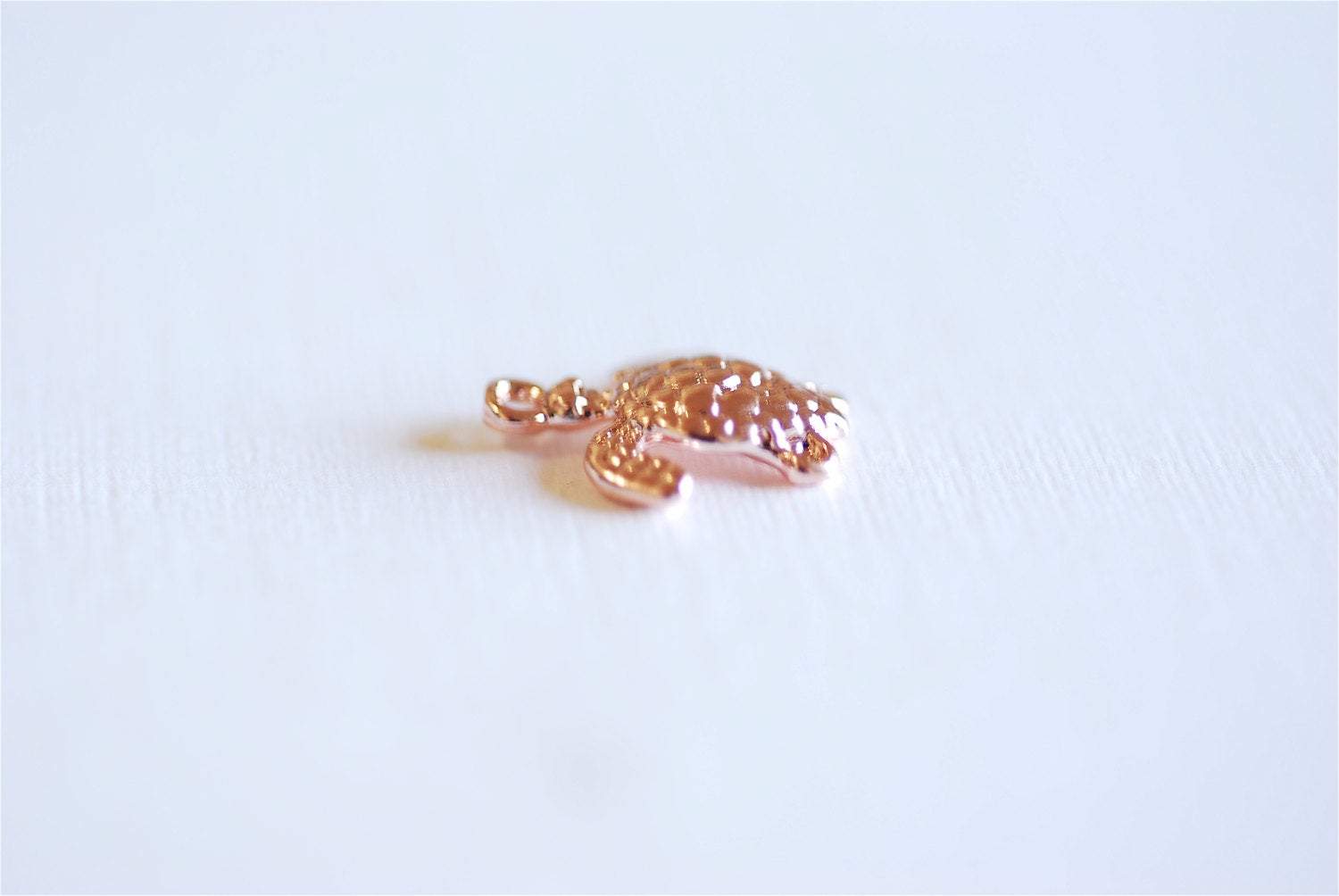 Pink Rose Gold Vermeil Turtle Charm Pendant- 18k gold over Sterling Silver Turtle, Ocean Sea Turtle Charm, Hawaiian Honu Sea Turtle, 287 - HarperCrown