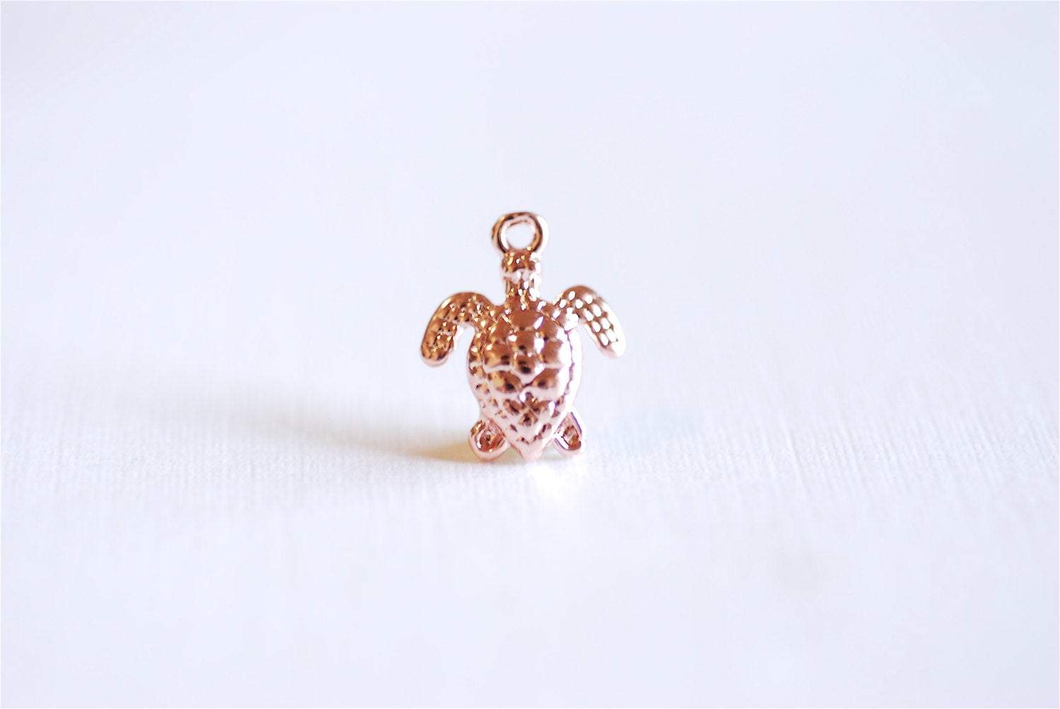 Pink Rose Gold Vermeil Turtle Charm Pendant- 18k gold over Sterling Silver Turtle, Ocean Sea Turtle Charm, Hawaiian Honu Sea Turtle, 287 - HarperCrown