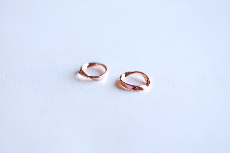 Pink Rose Gold Vermeil Wavy Round Open Circle Connector Ring- 18k gold over Sterling Silver Round Open Ring, Wavy Twisted Karma Ring, 282 - HarperCrown