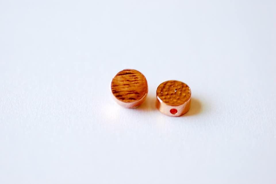 Pink Rose Vermeil Gold Flat Round Circle Beads- 18k gold plated over Sterling Silver Round beads, Gold Flat Round Circle Charm, 239 - HarperCrown