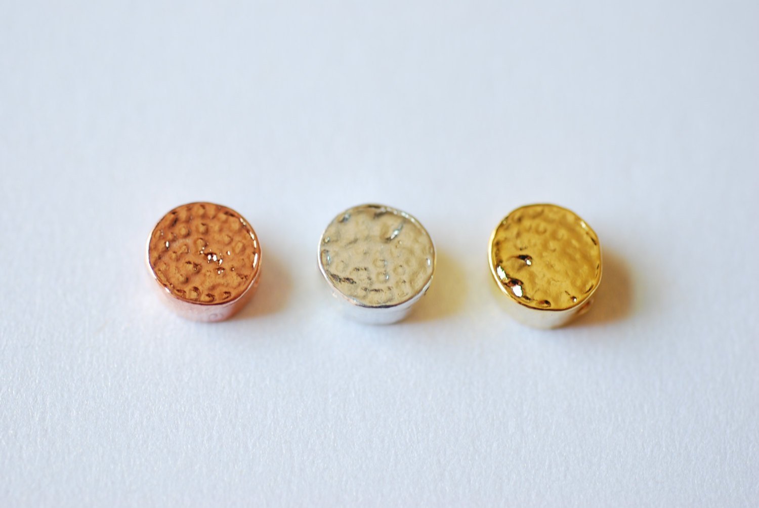 Pink Rose Vermeil Gold Flat Round Circle Beads- 18k gold plated over Sterling Silver Round beads, Gold Flat Round Circle Charm, 239 - HarperCrown