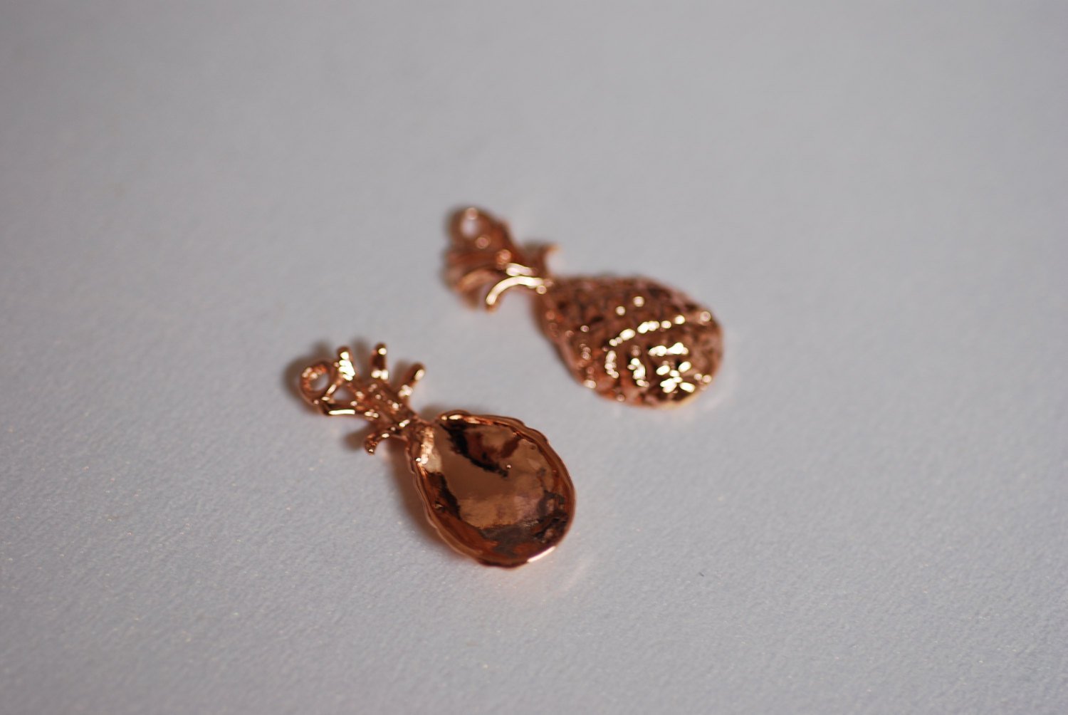 Pink Rose Vermeil Gold Pineapple Charm Pendant- 18k gold plated over Sterling Silver, Hawaiian Pineapple, Pineapple Charm, Fruit Charm, 275 - HarperCrown