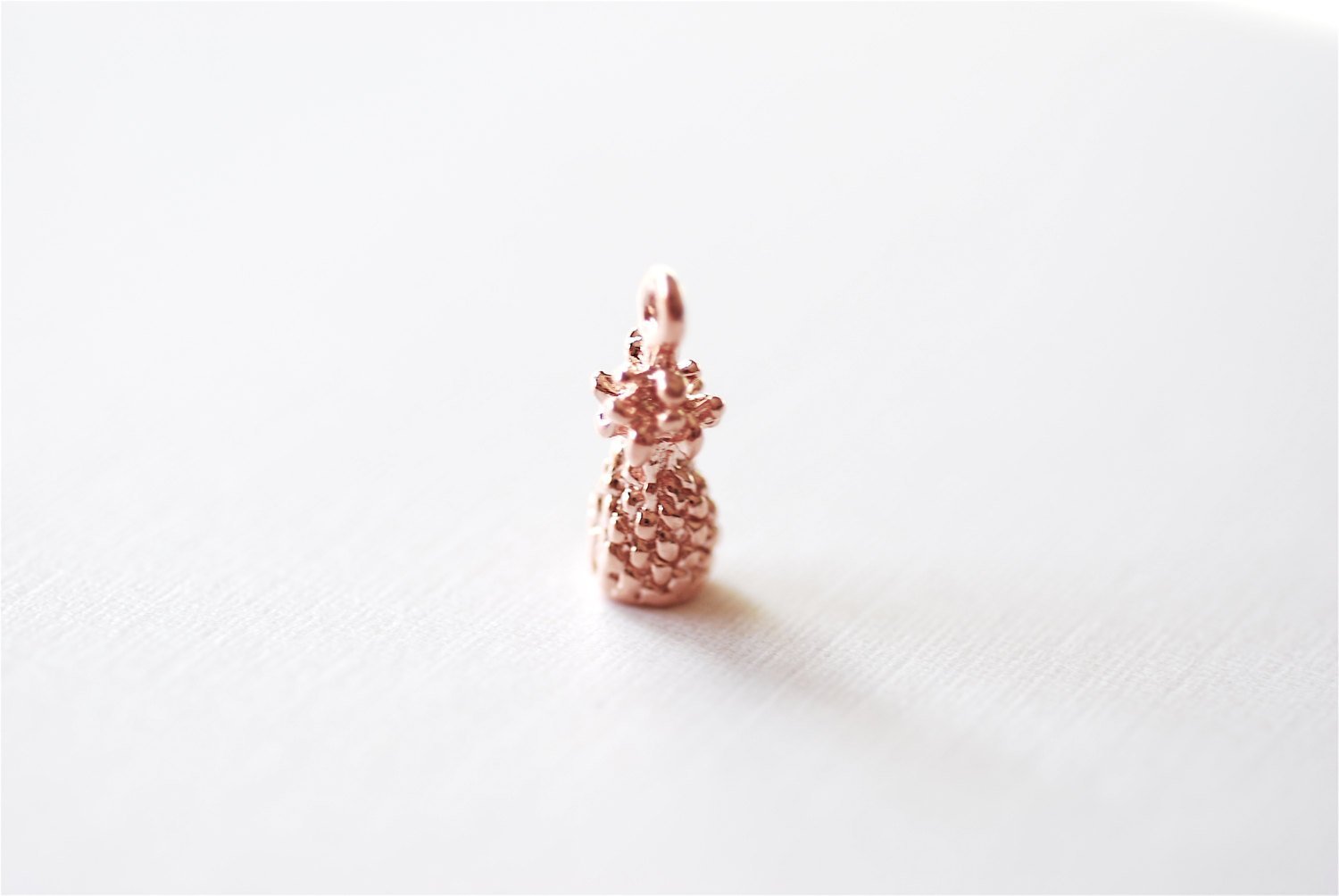 Pink Rose Vermeil Gold Pineapple Charm Pendant- 18k gold plated over Sterling Silver, Hawaiian Pineapple, Pineapple Charm, Fruit Charm - HarperCrown