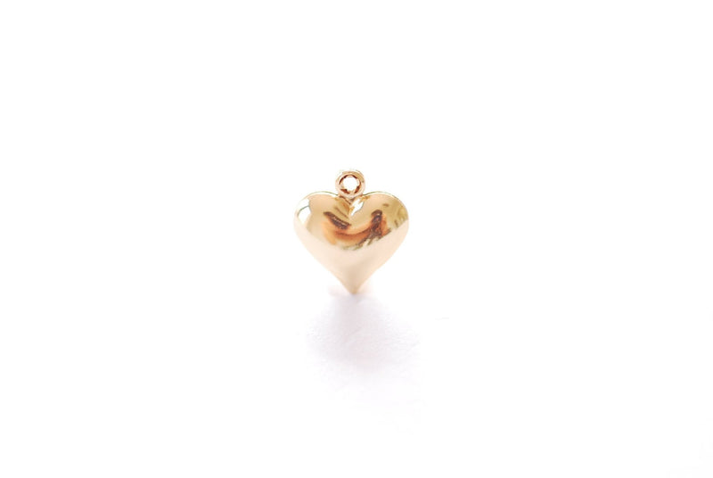 Puffy Heart Charm - 16K Gold Plated over Brass | Round 3D Love Heart Pendant HarperCrown Wholesale B309 - HarperCrown