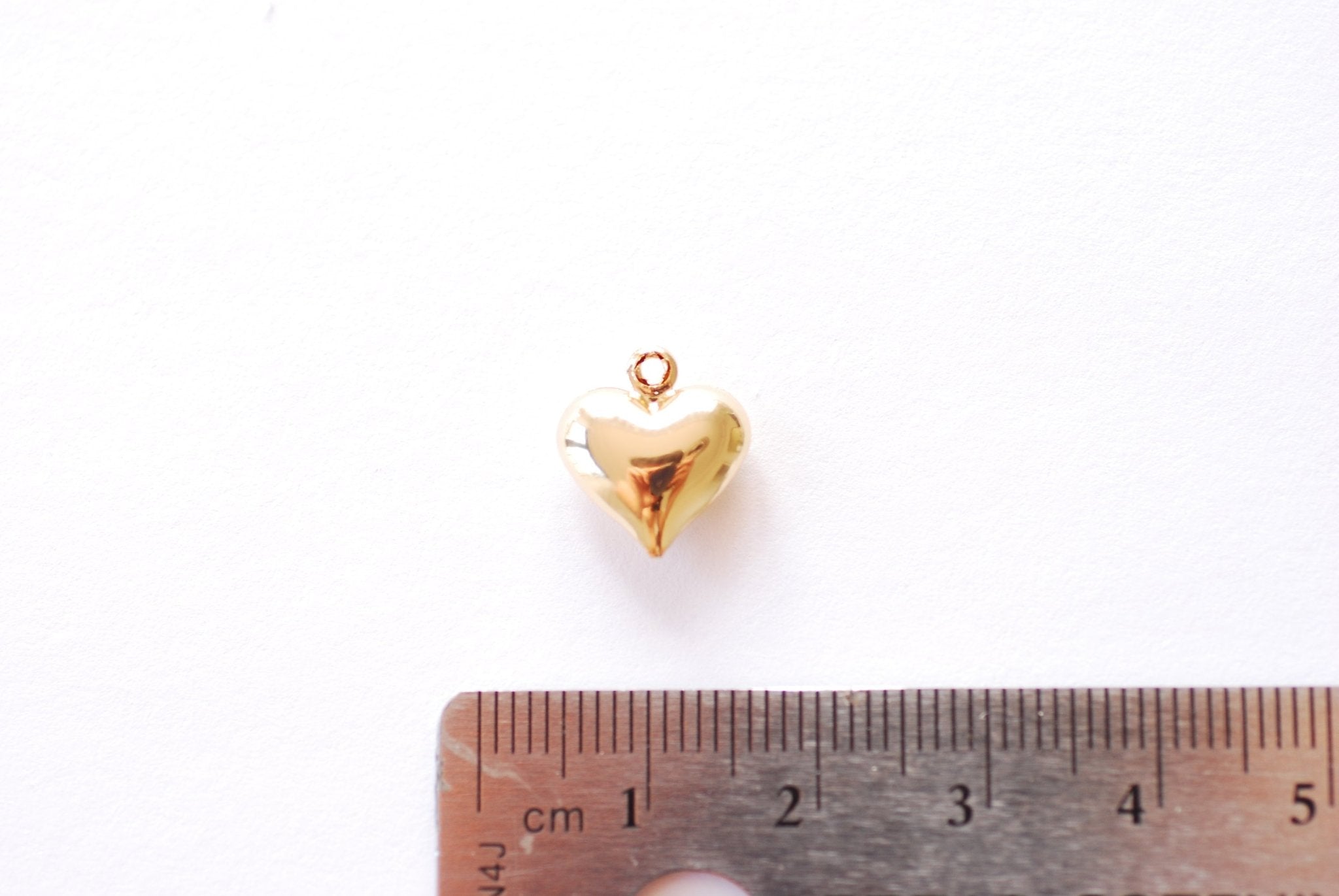 Puffy Heart Charm - 16K Gold Plated over Brass | Round 3D Love Heart Pendant HarperCrown Wholesale B309 - HarperCrown