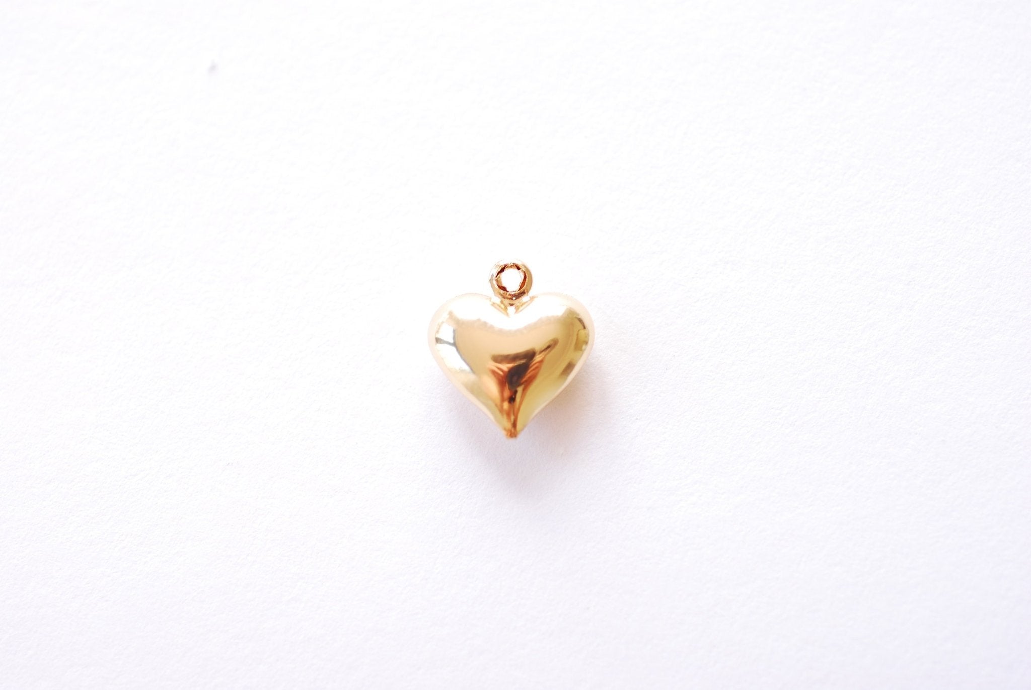 Puffy Heart Charm - 16K Gold Plated over Brass | Round 3D Love Heart Pendant HarperCrown Wholesale B309 - HarperCrown