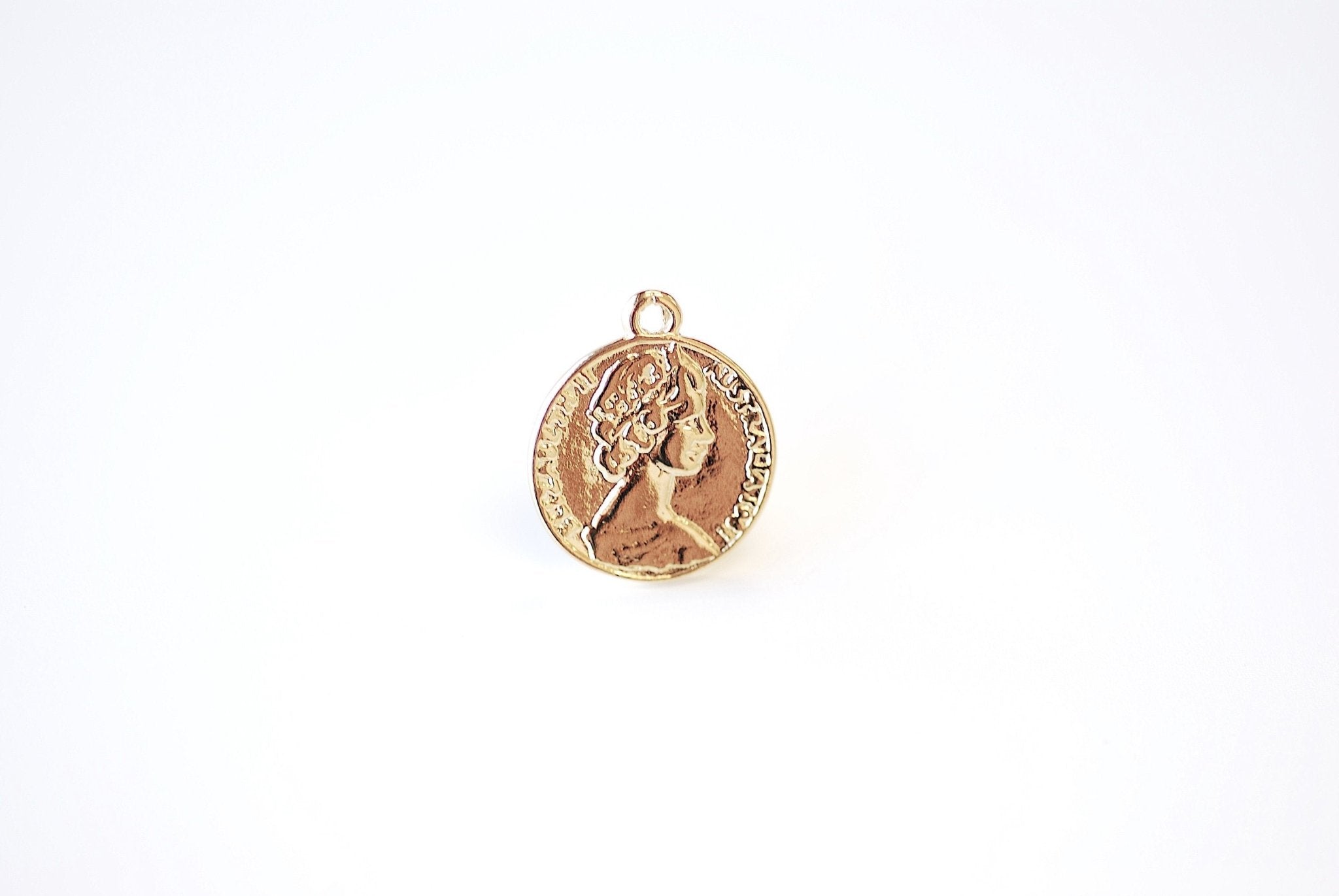 Queen Elizabeth Coin Pendant- 18k gold plated over 925 sterling silver, English Coin, Medallion Pendants, One Pound, 1967 Coin, 492 - HarperCrown
