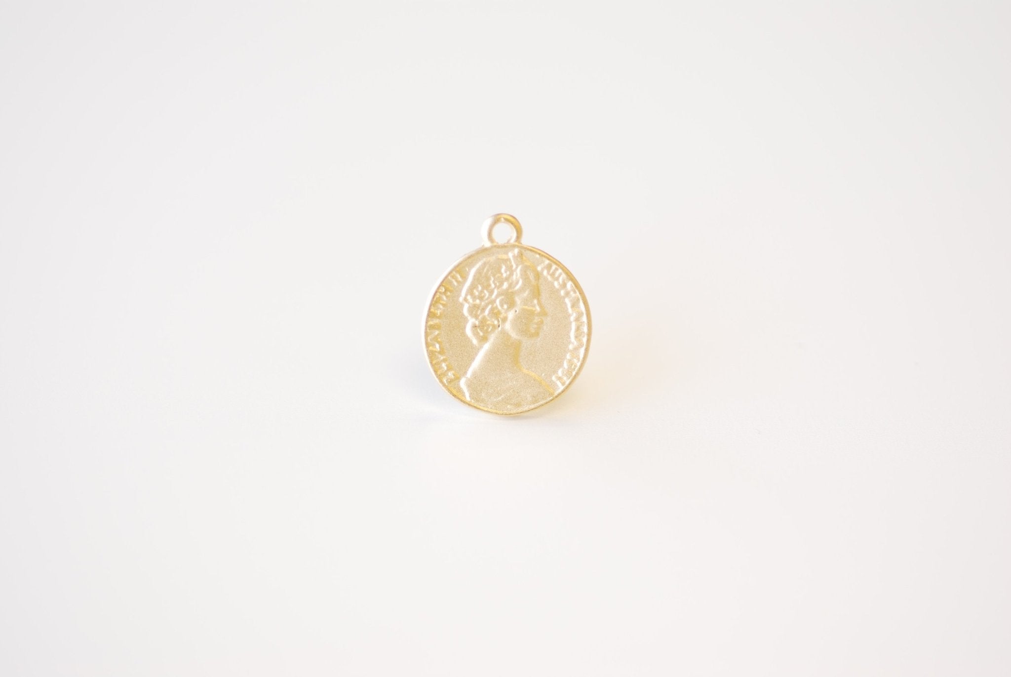 Queen Elizabeth Coin Pendant- 18k gold plated over 925 sterling silver, English Coin, Medallion Pendants, One Pound, 1967 Coin, 492 - HarperCrown
