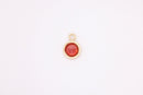 Red Garnet CZ Gold-Filled Wholesale Drop Charm, January Birthstone, Horizontal Bail - HarperCrown