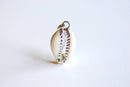 Rhodium Plated Real Natural Cowrie Shell, Natural rhodium silver dipped shell pendant, Cowrie shell pendant charm, Cut Cowrie Shell Beads - HarperCrown