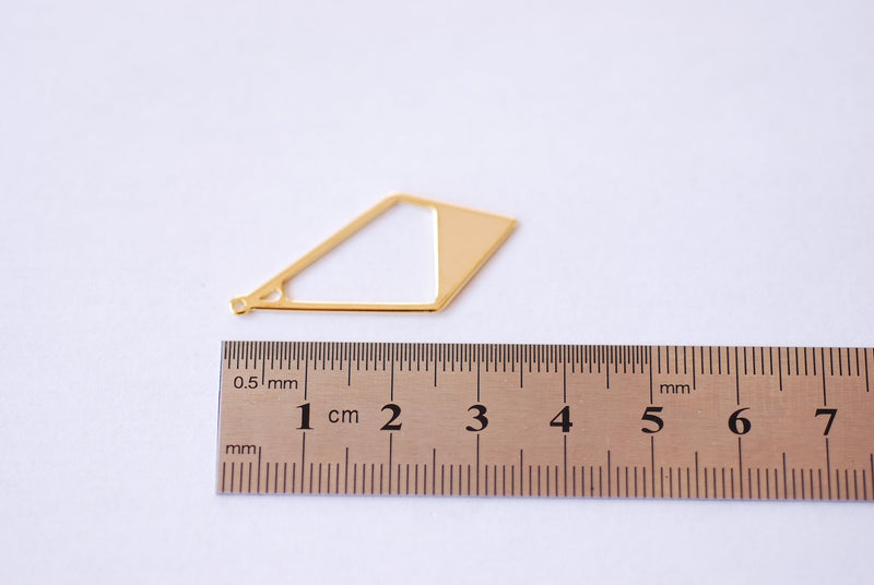 Rhombus Open Dangle Charm - 16k Gold Plated over Brass Quadrilateral Geometric Shape Earring Component Pendant HarperCrown Wholesale B176 - HarperCrown