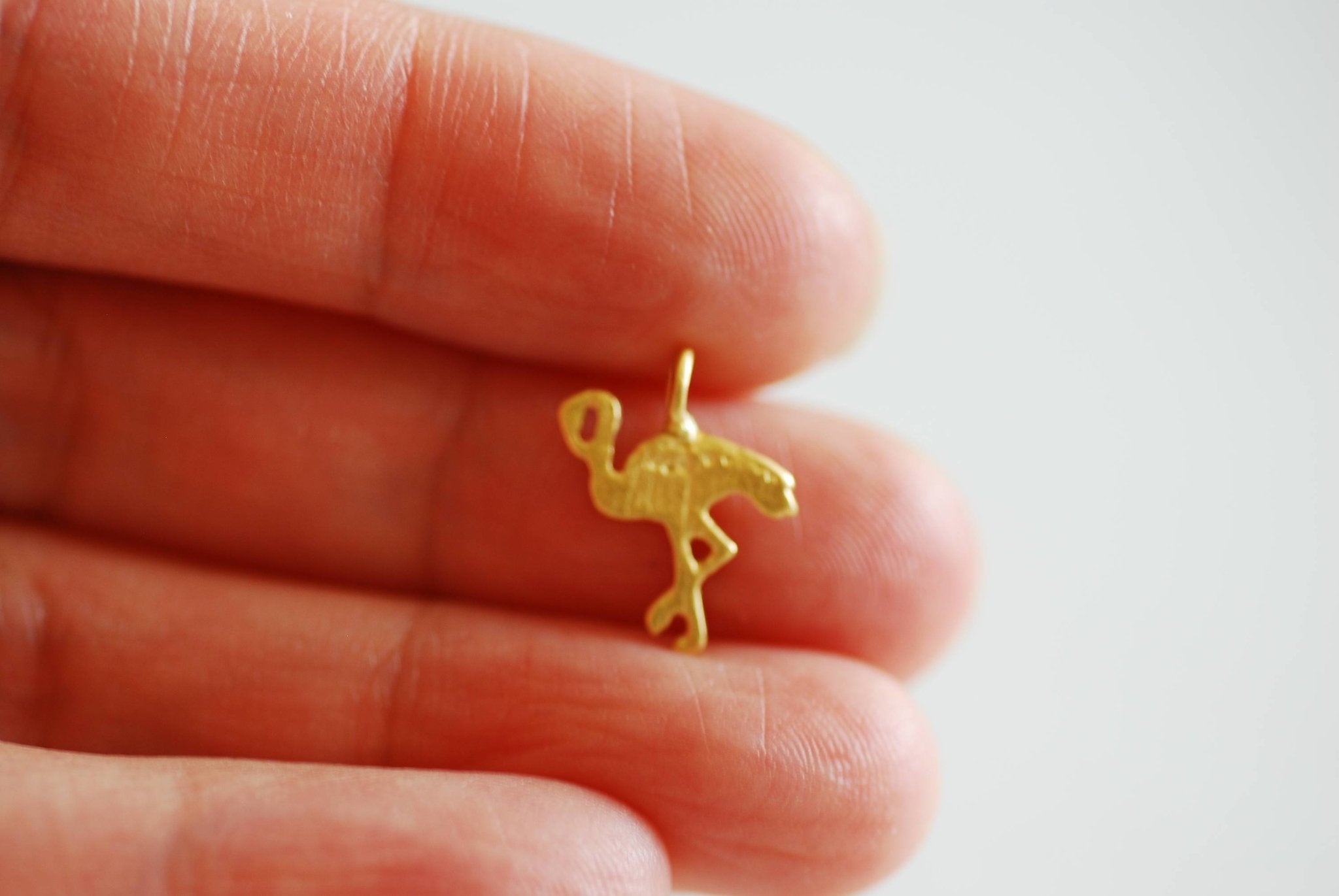 Rose Gold Flamingo Charm, 22k Gold plated 925 Silver Flamingo, Bird Charm, Crane, Small Bird, Pink Flamingo, Sterling Silver Pendant, 369 - HarperCrown