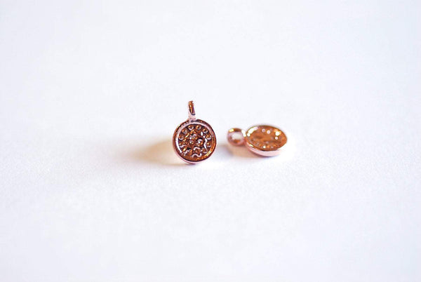 Rose Gold Gold Small Disc Charm- 22k gold plated sterling silver round disc charm, Vermeil Gold Disc, Rose Gold disc with bail, Round Disc - HarperCrown