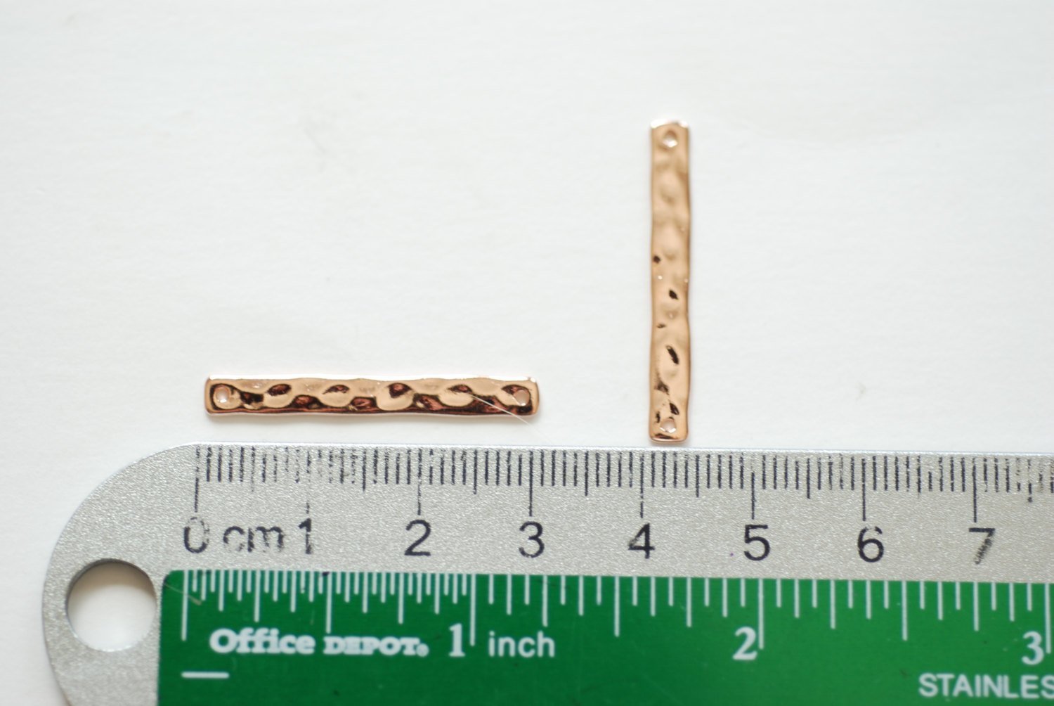 Rose Gold Vermeil Hammered Texture Skinny Rectangle Bar Connector Pendant, Gold Bar Link Spacer Connector, Stamping Bar Charm, Hammered Bar - HarperCrown