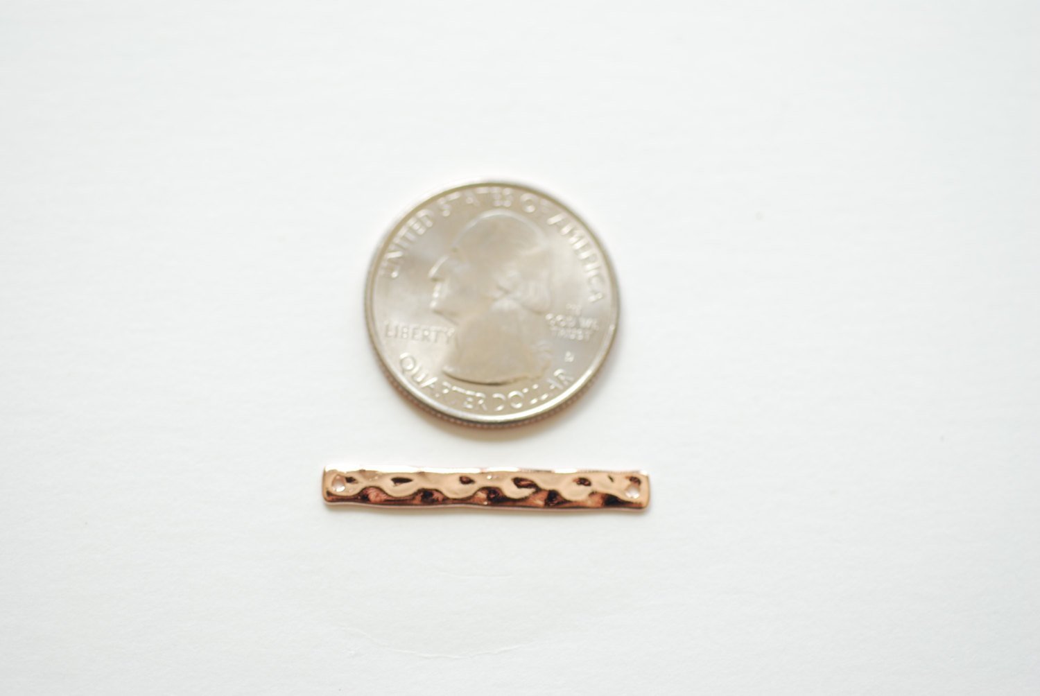 Rose Gold Vermeil Hammered Texture Skinny Rectangle Bar Connector Pendant, Gold Bar Link Spacer Connector, Stamping Bar Charm, Hammered Bar - HarperCrown