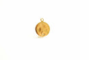 Round Horse Pendant Charm- Vermeil Gold 18k gold plated over 925 Sterling Silver, Gold Horse Charm, Round Disc, Horse Head, Medallion, 472 - HarperCrown