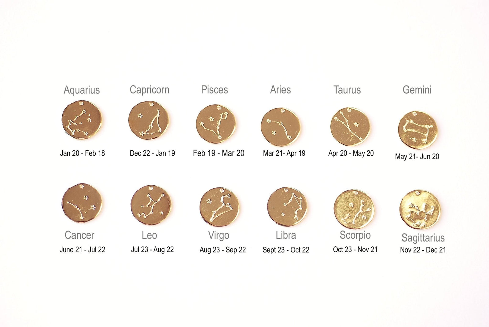 Round Zodiac Charms Wholesale Birthday Astrology Constellation Sign