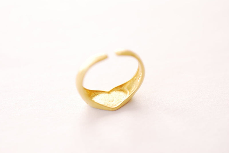 Sad Face Heart Ring - 925 Sterling Silver or 18k gold plated Vermeil Fun Face Ring Signet Ring Crying Heart Face Ring Adjustable Ring - HarperCrown