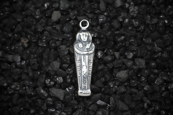 Sarcophagus Mummy Tomb Ancient Egyptian Charm | 925 Sterling Silver, Oxidized or 18K Gold Plated | Jewelry Making Pendant - HarperCrown