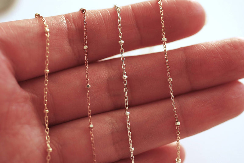 Satellite Chain By Foot- Sterling Silver, 14k Gold Filled, 14k Rose Gold Filled Bead chain, 1.8mm Ball Width, Cable Chain - Wholesale Chain - HarperCrown