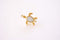 Sea Turtle Opalite Charm - 16k Gold Plated Brass Synthetic Opal Moonstone Tortoise Turtle Connector Link Wholesale Charms B139 - HarperCrown