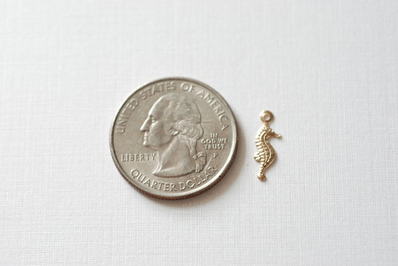 Seahorse 14K Gold Filled Tiny Charms, Gold Filled Seahorse Charm, Gold Seahorse, Sea horse charm - HarperCrown