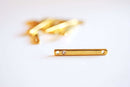Shiny Gold Bar Connector Charm- 22k Gold plated over 925 Sterling Silver, Rose Gold, Sterling Silver, Bar, Stamping Blank with Gemstone, 382 - HarperCrown