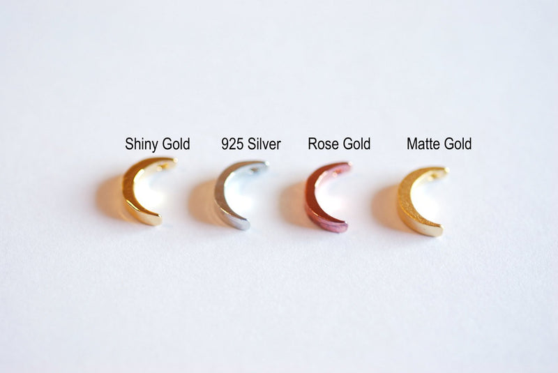 Shiny Gold Crescent Moon Beads Charm-22k gold plated Sterling Silver Vermeil Gold Moon Beads, Gold Half Moon Charm Pendant, Gold Moon, 268 - HarperCrown
